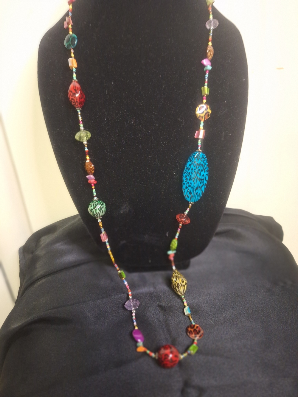 Multicolor Beaded Long Necklace - 17" Drop
